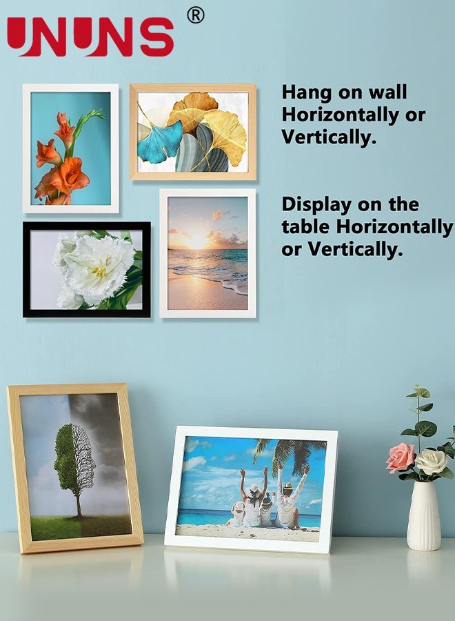 UNUNS A3 picture frame,2pack Wooden Photo Frame Set with Mount,Display Pictures,Wall Hanging Photo Frames,Natural Wood,Beech Wood,29.7*42CM - Image 4